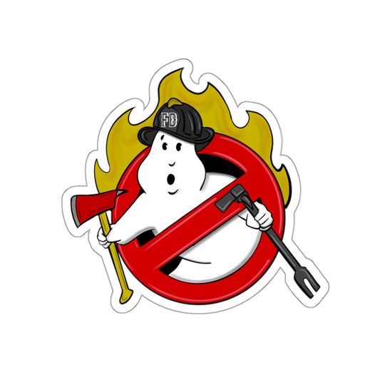 Ghostbusters firefighter fireman haunted fire station design Kiss-Cut Sticker