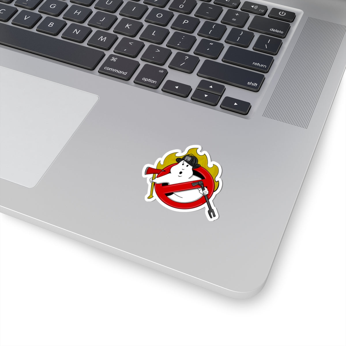 Ghostbusters firefighter fireman haunted fire station design Kiss-Cut Sticker