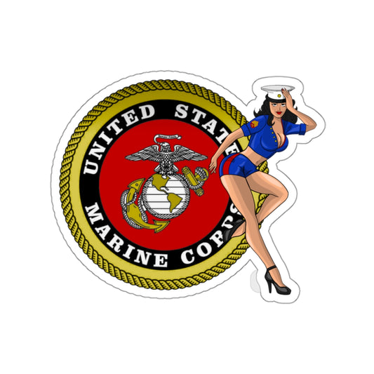 USMC Stickers United States Marine Corps Sexy Brunette Pinup Artwork Design