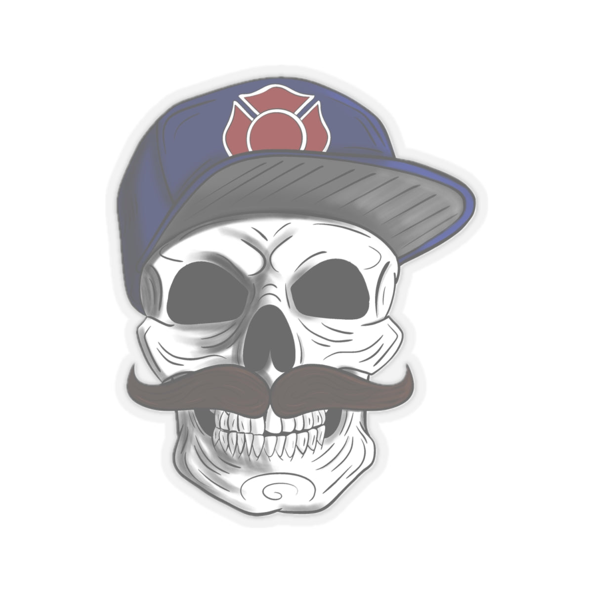 Firefighter stickers Mustache Baseball Cap Hat Skull Design vinyl decal