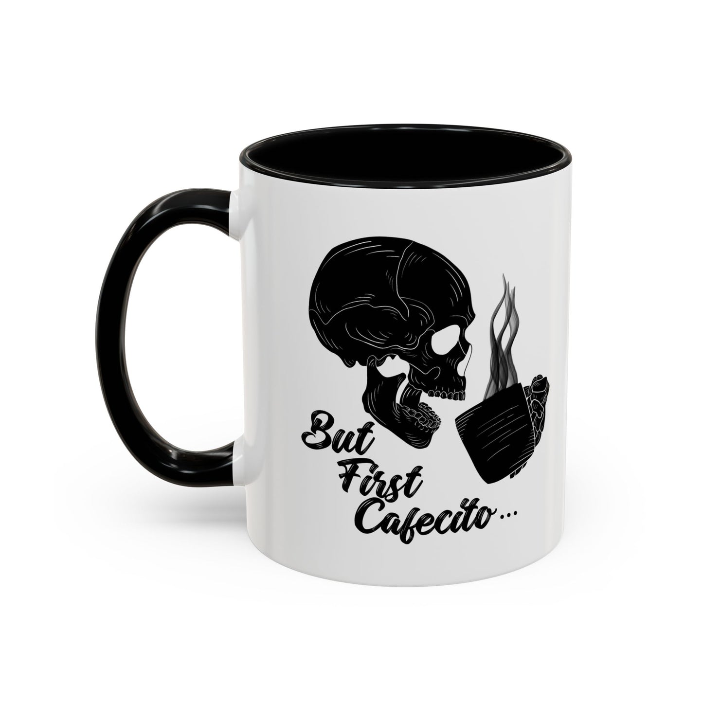 But first Cafecito Black Skull Art Accent Coffee Mug