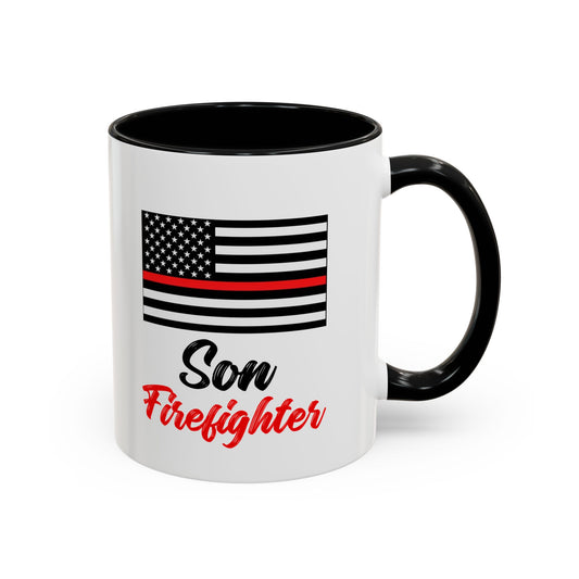 Son Firefighter Thin Red Line Flag 2024 Wrap Around View Accent Coffee Mug Cup