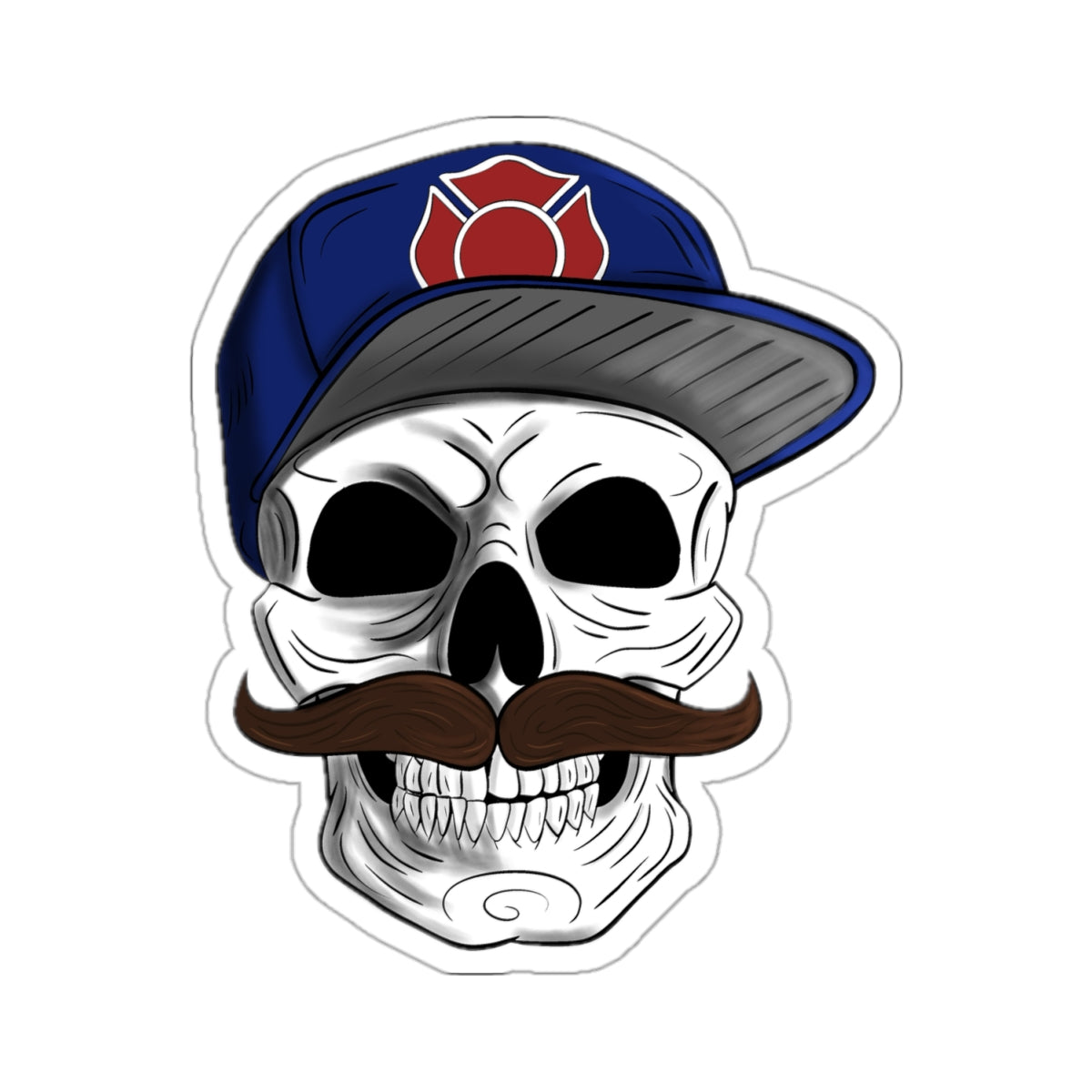 Firefighter stickers Mustache Baseball Cap Hat Skull Design vinyl decal