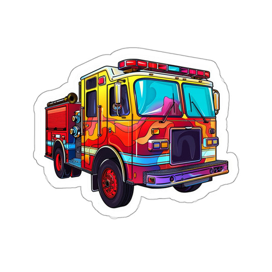 Psychedelic colored Emergency Fire Engine Firefighter truck Sticker