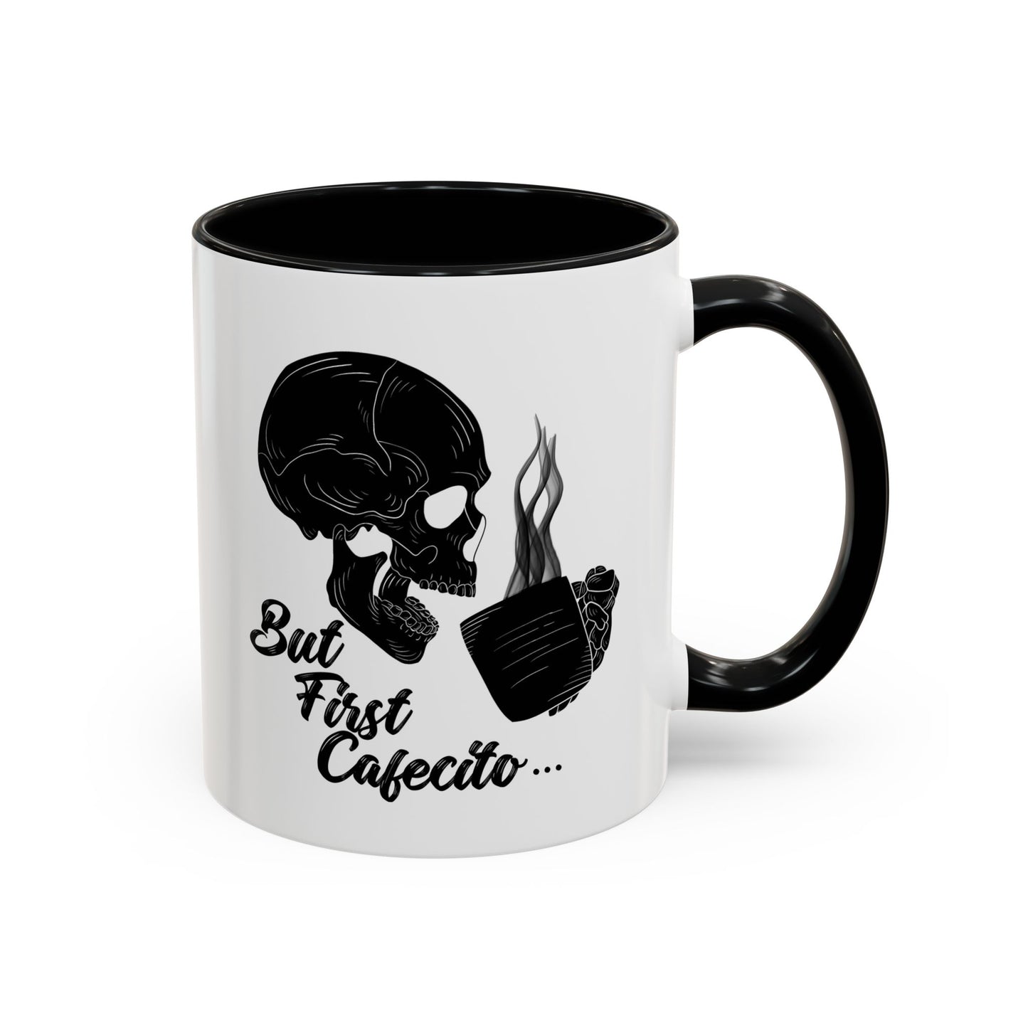 But first Cafecito Black Skull Art Accent Coffee Mug