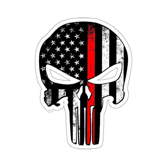 Punisher Comic book Firefighter Thin red line american flag Sticker