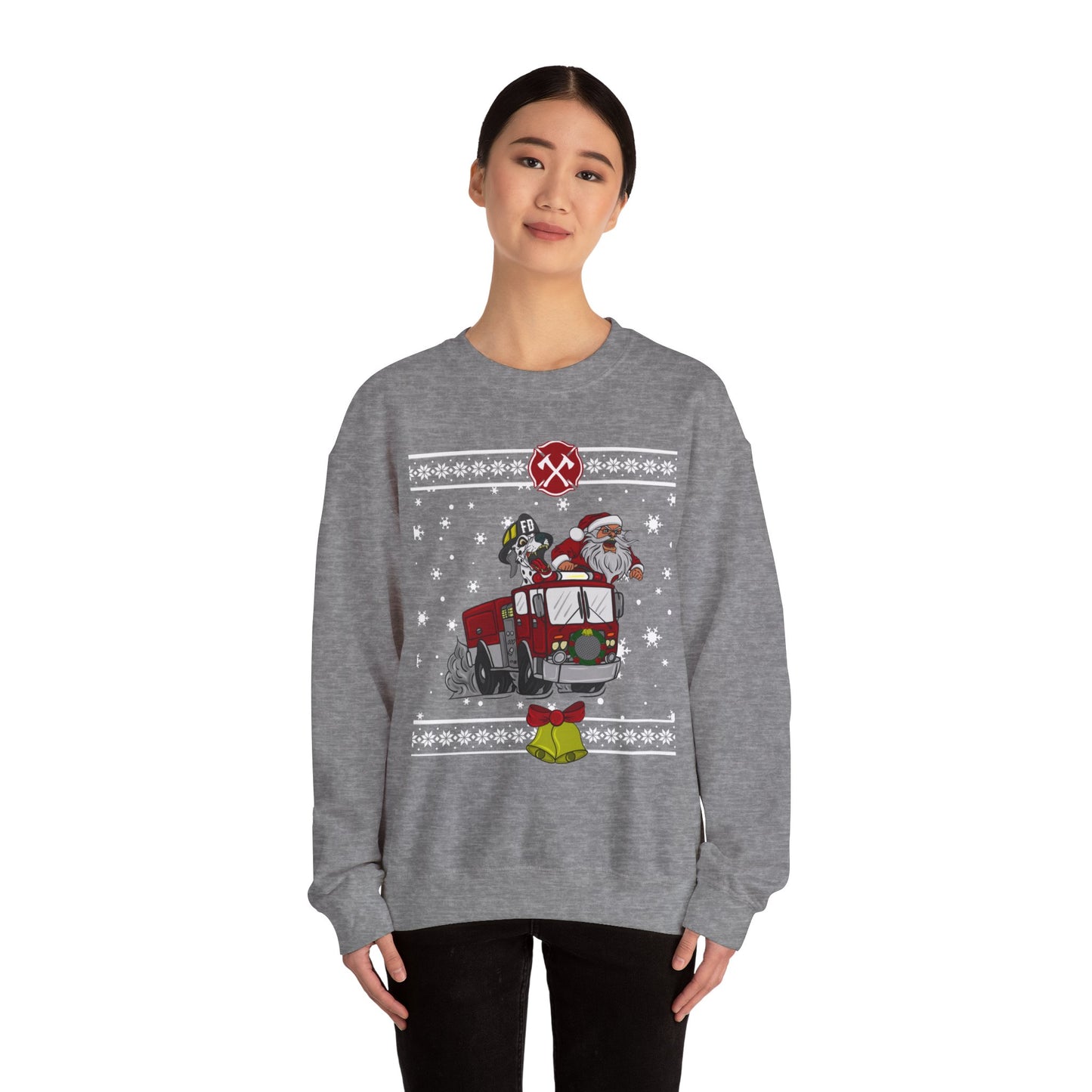 Firefighter Ugly Christmas Sweater Unisex Heavy Blend™ Crewneck Sweatshirt