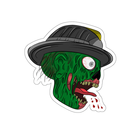 Zombie Firefighter Vinyl Sticker Horror Themed Design Halloween