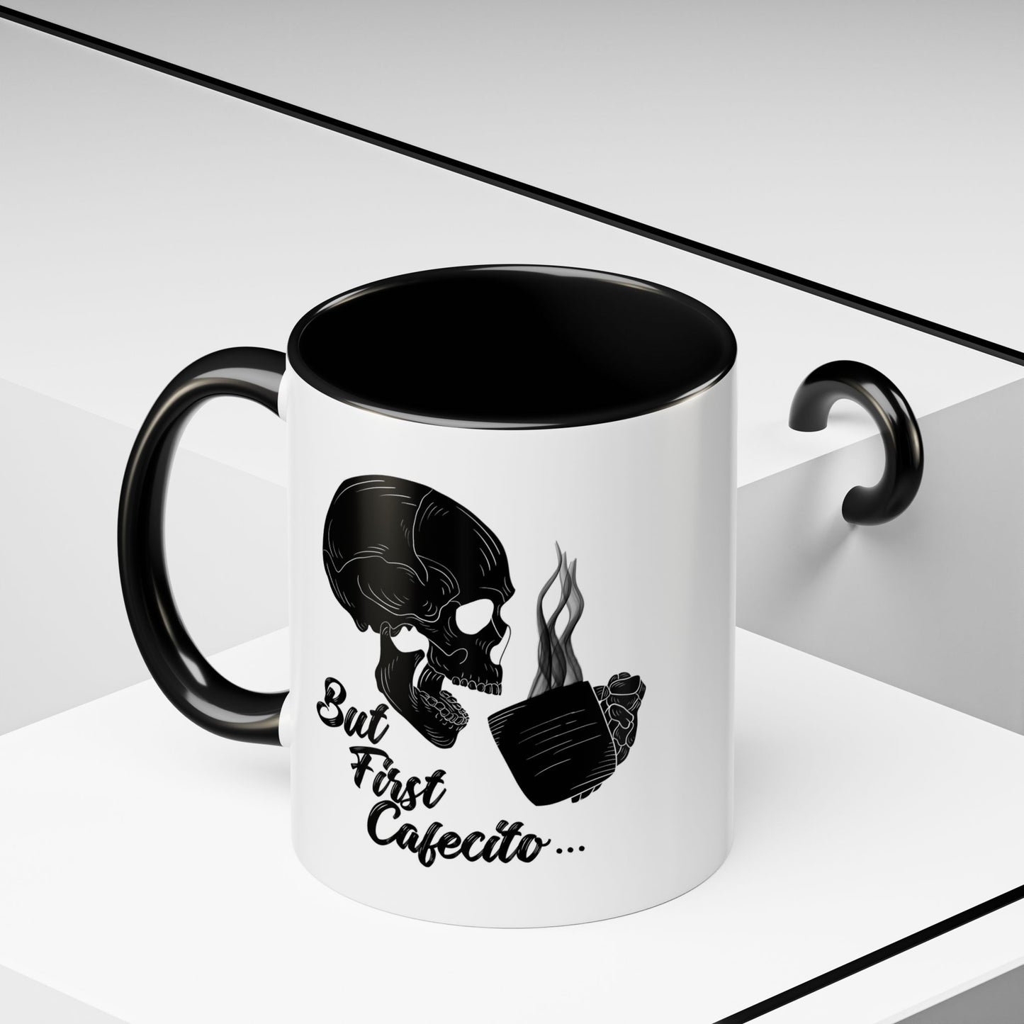 But first Cafecito Black Skull Art Accent Coffee Mug