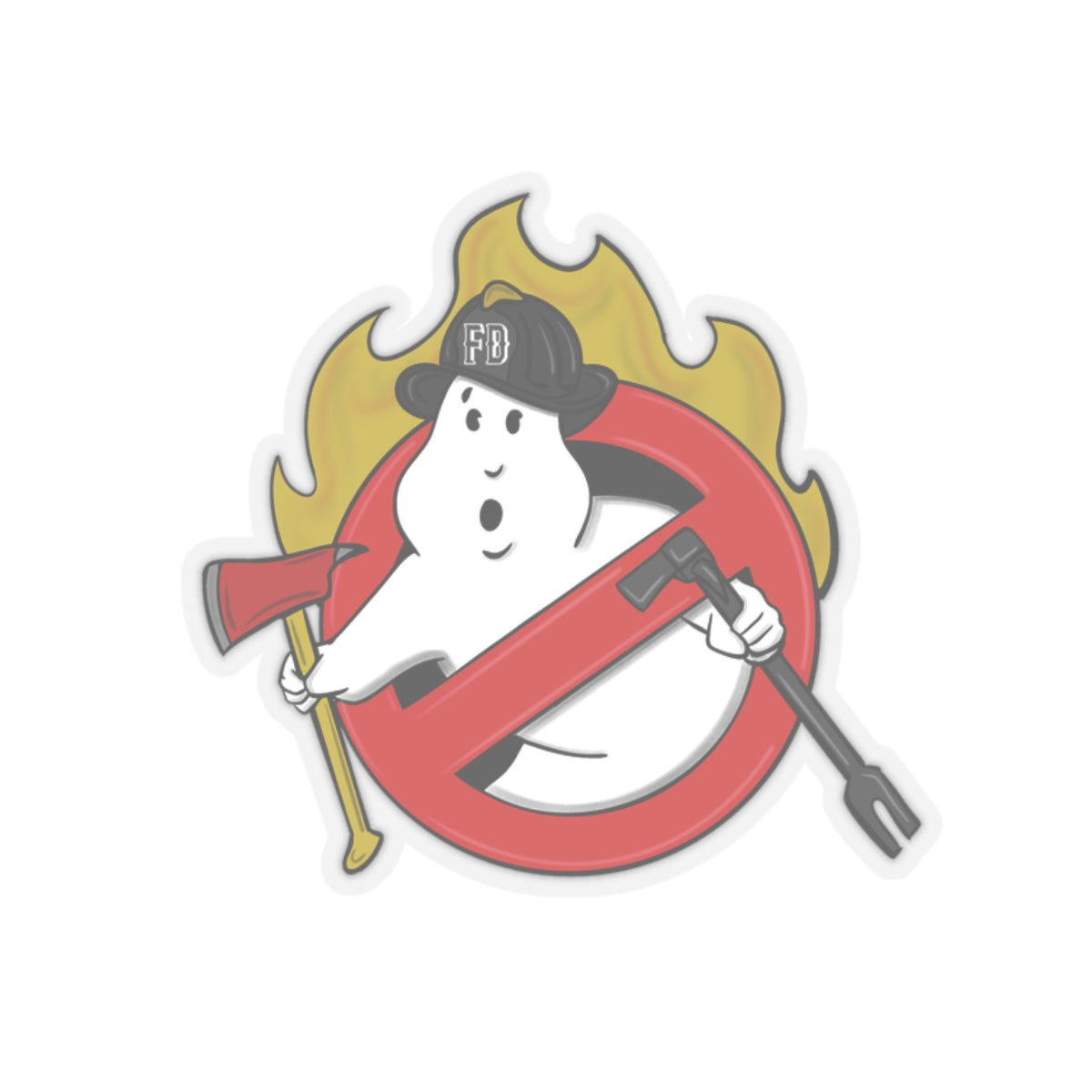 Ghostbusters firefighter fireman haunted fire station design Kiss-Cut Sticker