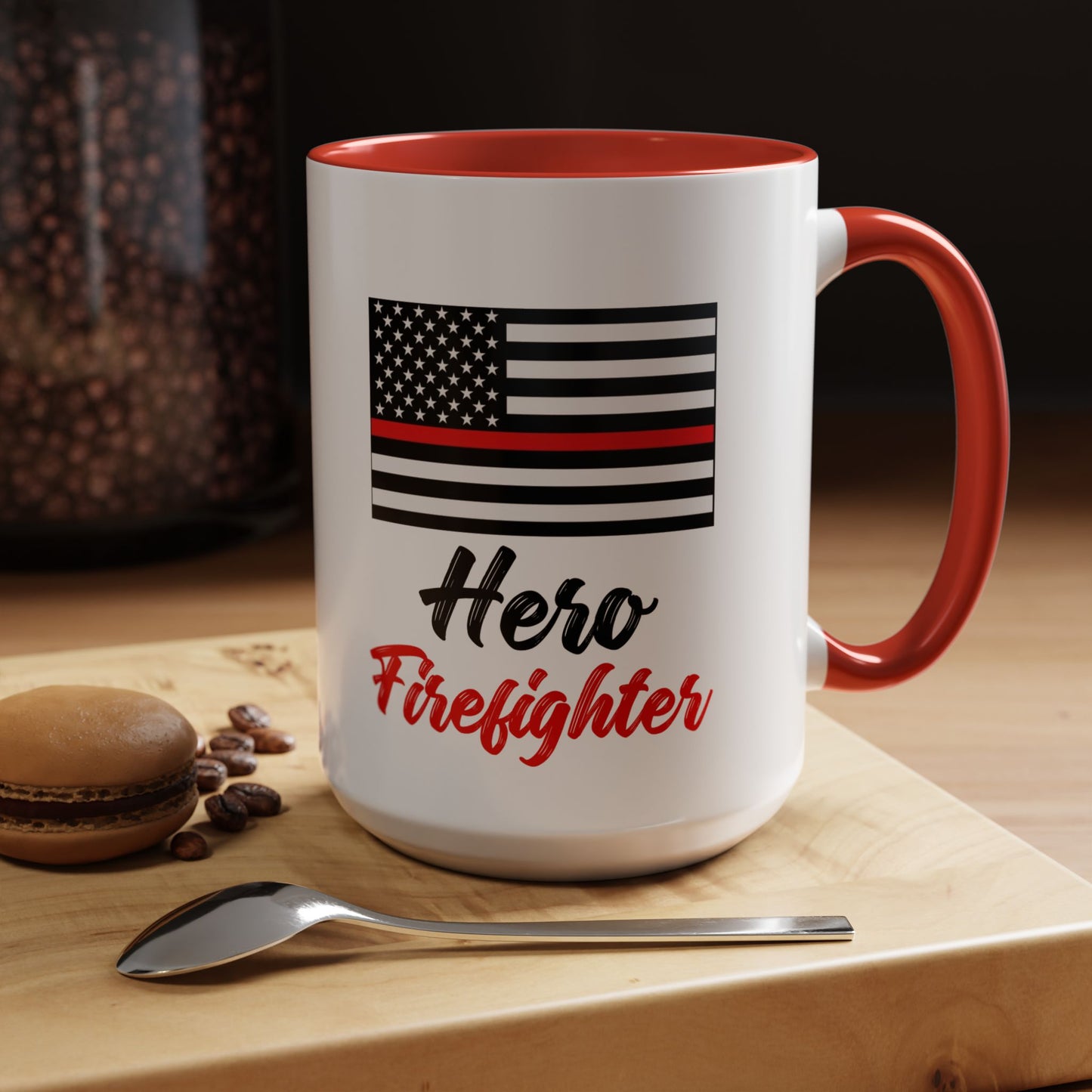 Hero Firefighter Thin Red Line Flag 2024 Wrap Around View Accent Coffee Mug Cup