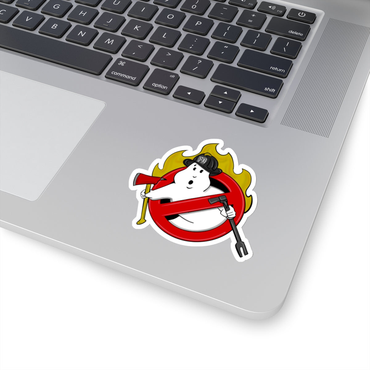 Ghostbusters firefighter fireman haunted fire station design Kiss-Cut Sticker