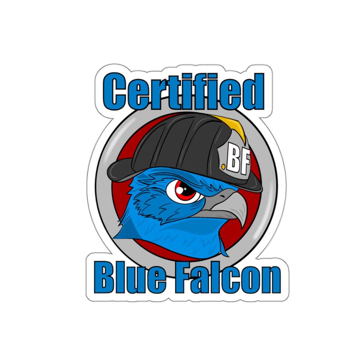 Firefighter Helmet Themed Stickers Certified Blue Falcon Funny Joke Meme Buddy