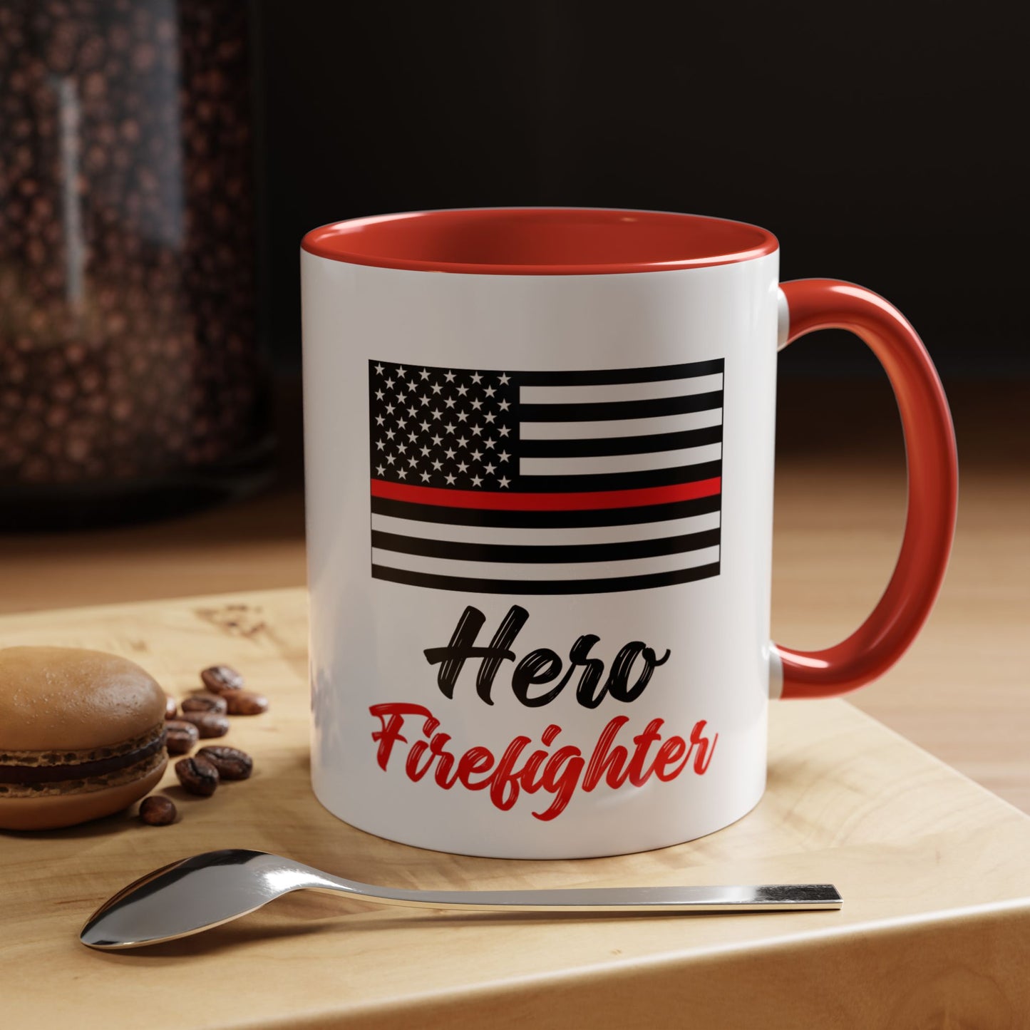 Hero Firefighter Thin Red Line Flag 2024 Wrap Around View Accent Coffee Mug Cup