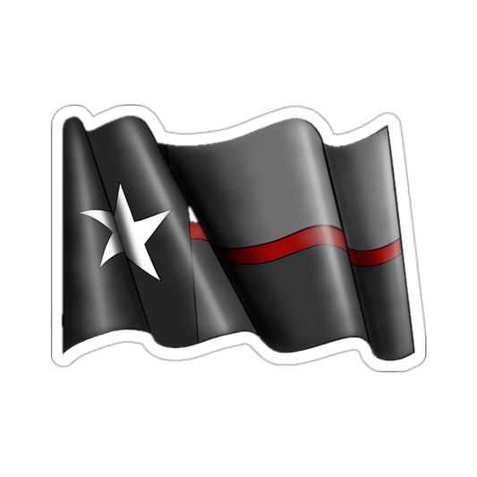 Republic of Texas State Thin Red Line Firefighter illustration Kiss-Cut Sticker Vinyl Decal