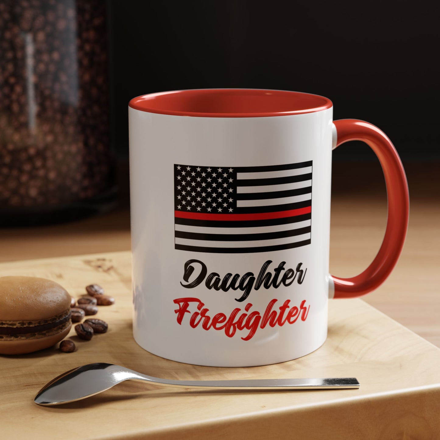 Daughter Firefighter Thin Red Line Flag 2024 Wrap Around View Accent Coffee Mug