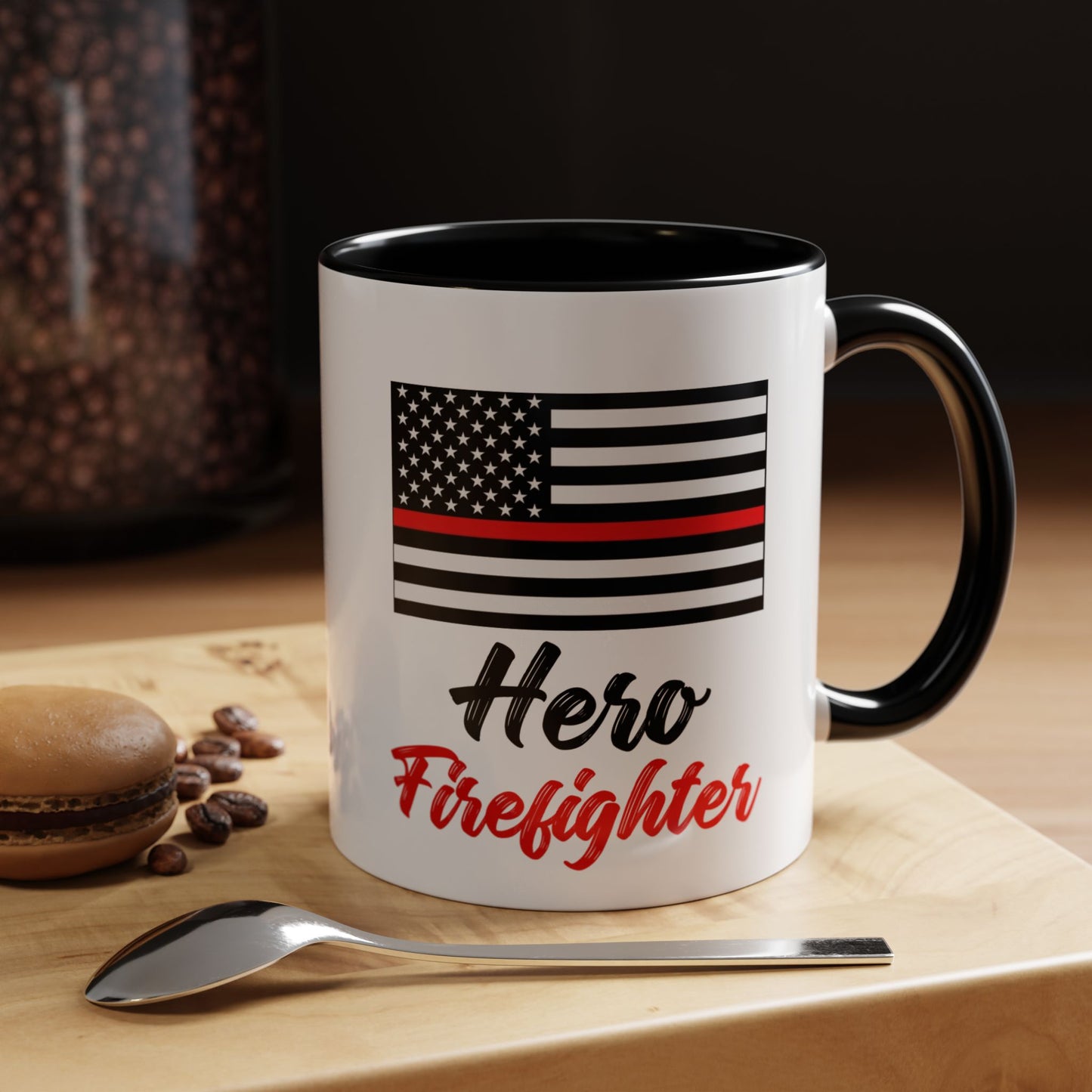 Hero Firefighter Thin Red Line Flag 2024 Wrap Around View Accent Coffee Mug Cup