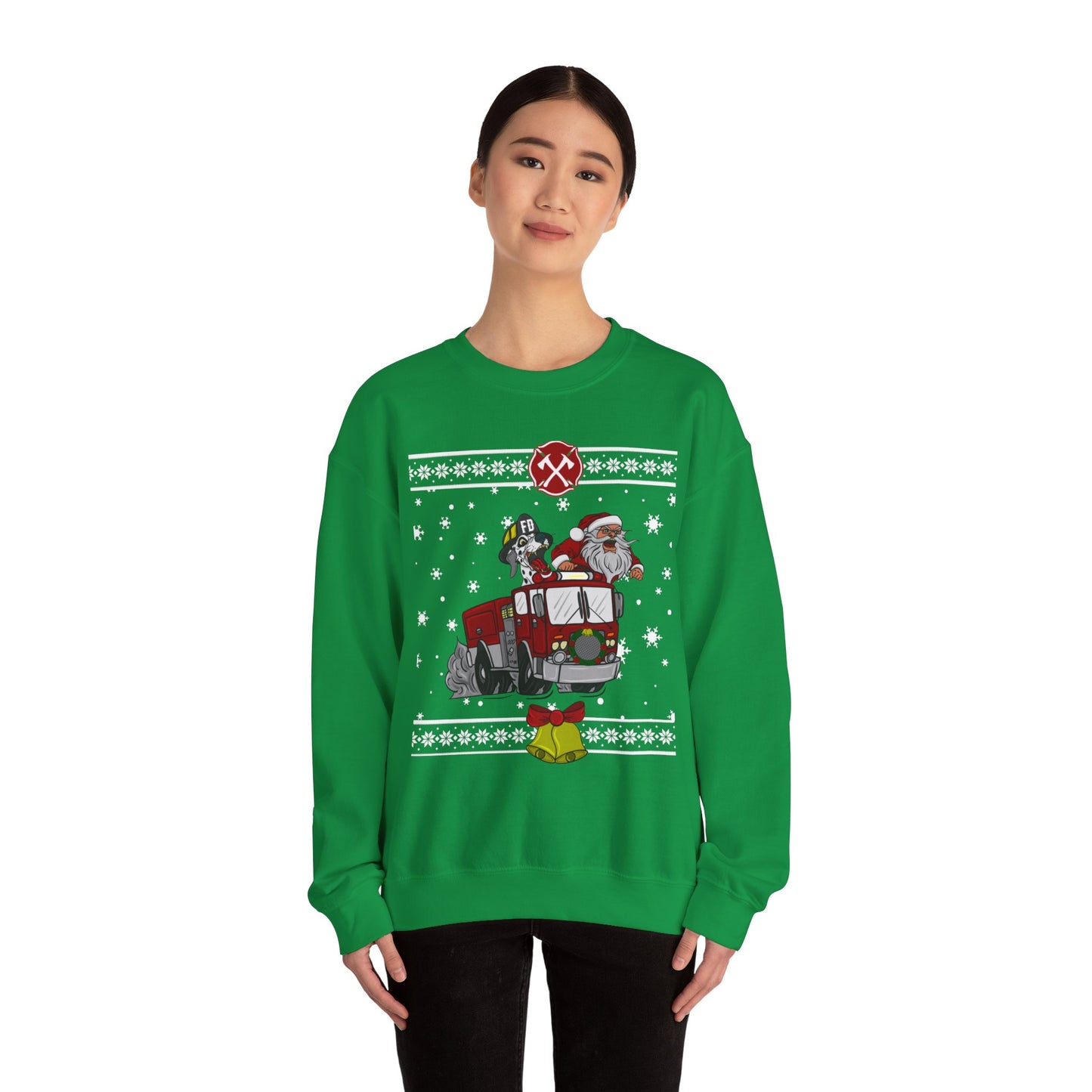 Firefighter Ugly Christmas Sweater Unisex Heavy Blend™ Crewneck Sweatshirt