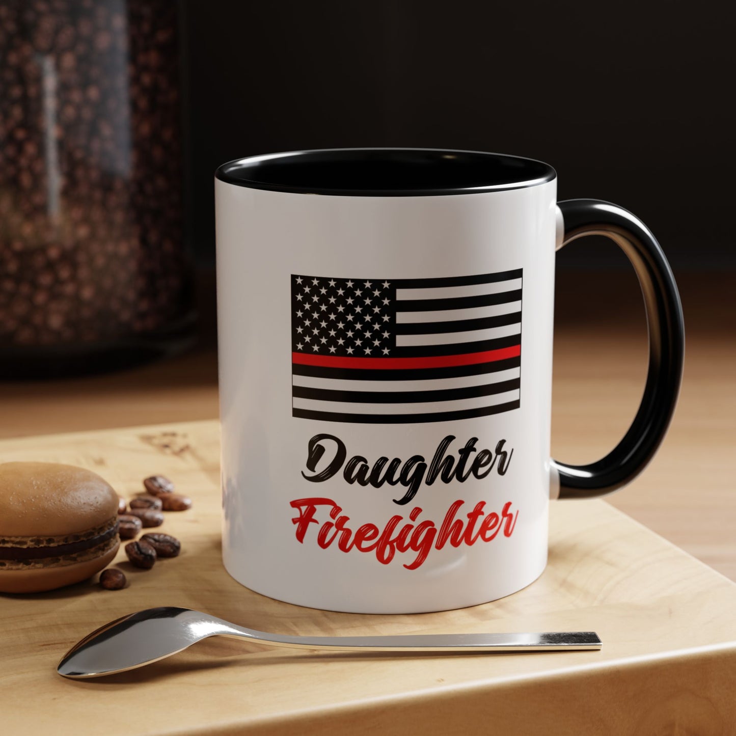 Daughter Firefighter Thin Red Line Flag 2024 Wrap Around View Accent Coffee Mug