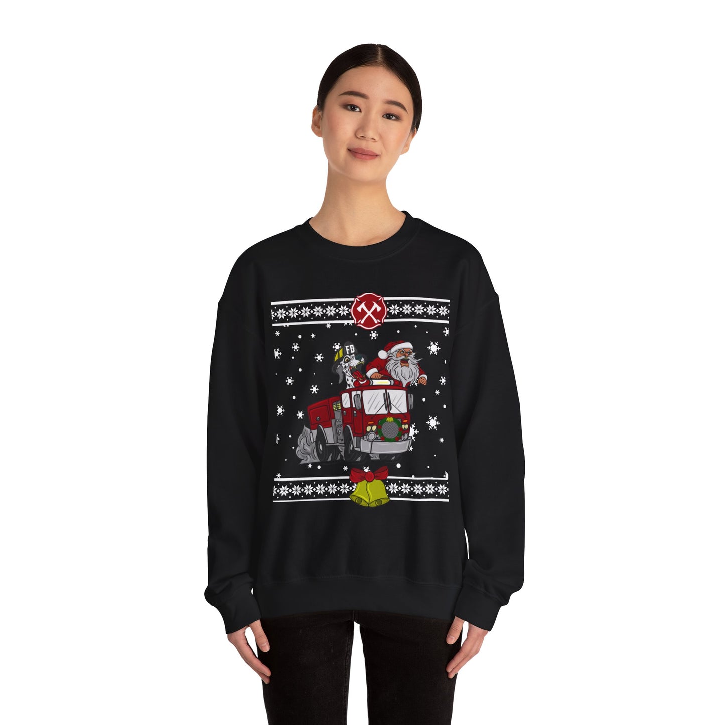 Firefighter Ugly Christmas Sweater Unisex Heavy Blend™ Crewneck Sweatshirt