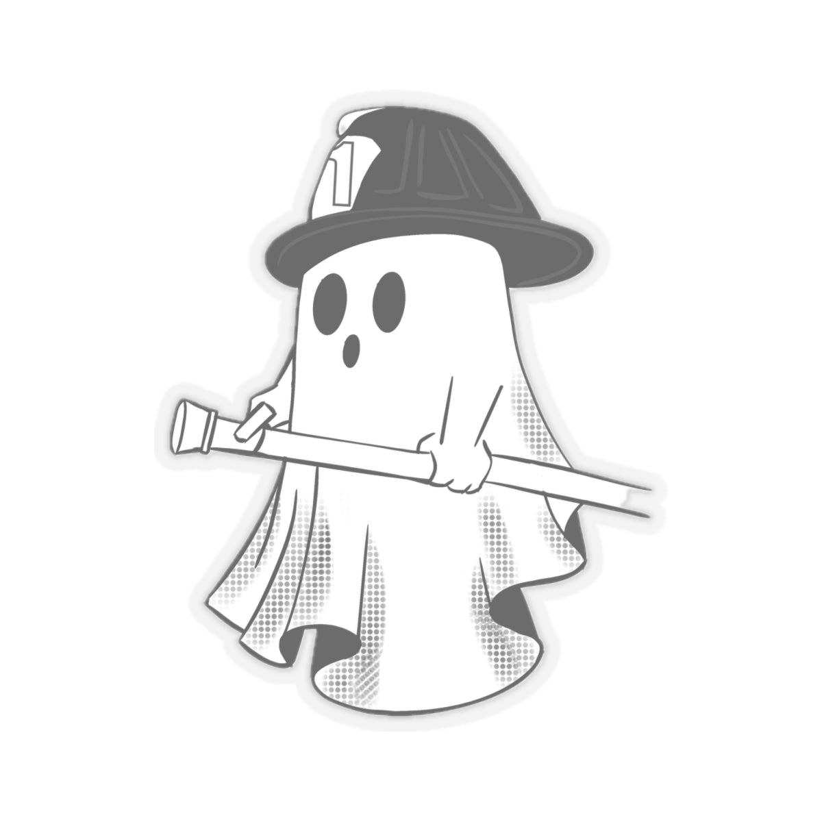 Firefighter Stickers Cute Fire station haunting ghost mascot Vinyl Decal