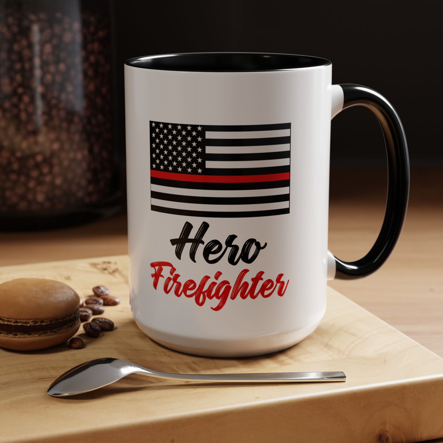 Hero Firefighter Thin Red Line Flag 2024 Wrap Around View Accent Coffee Mug Cup