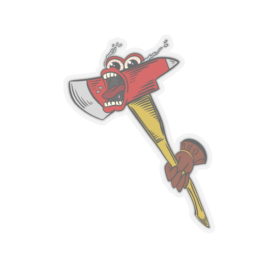 Screaming Angry Fireman Axe Vinyl Stickers