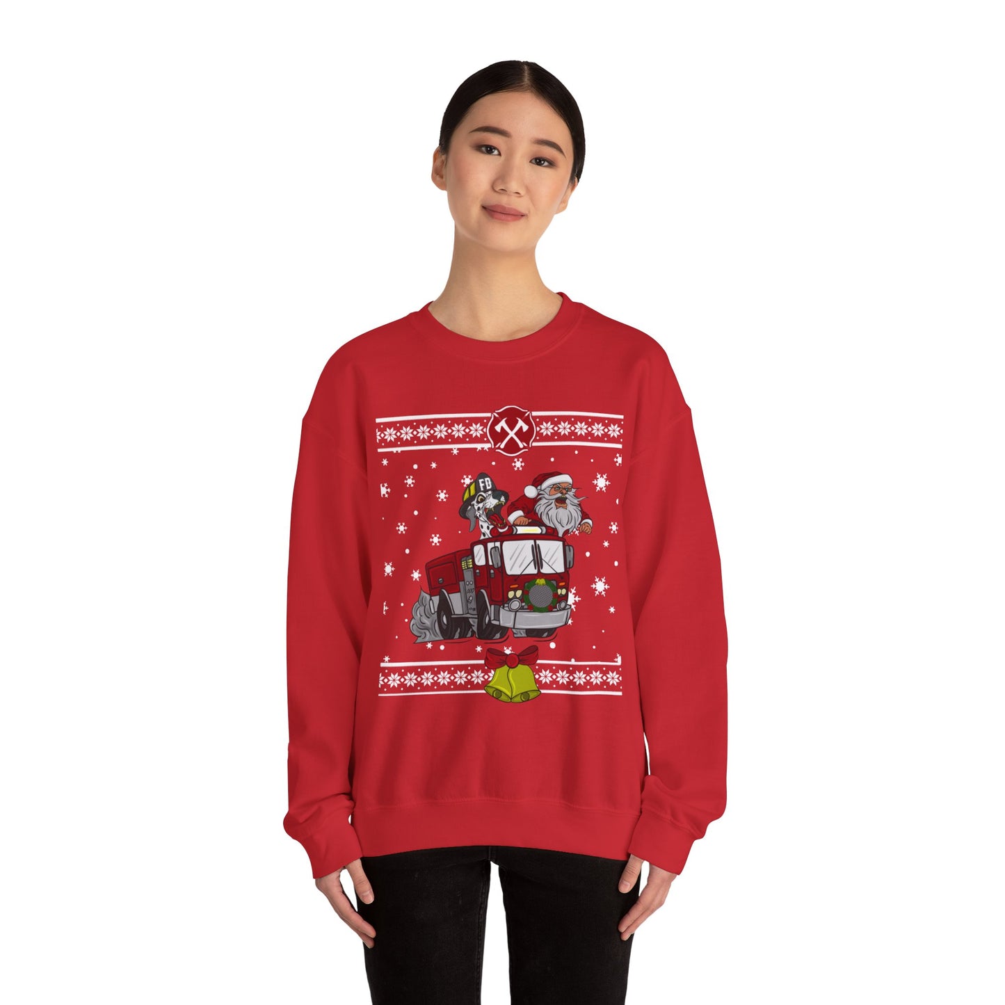 Firefighter Ugly Christmas Sweater Unisex Heavy Blend™ Crewneck Sweatshirt